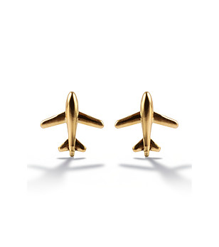 Позлатени дамски обеци Самолети снимка