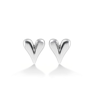 Обеци сърца с покритие от бяло злато снимка