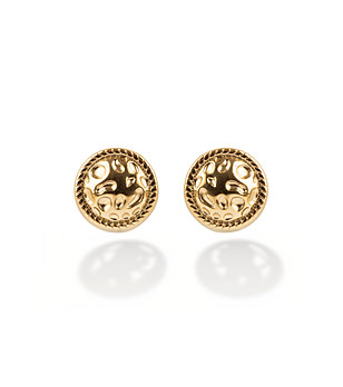 Позлатени кръгли дамски обеци снимка