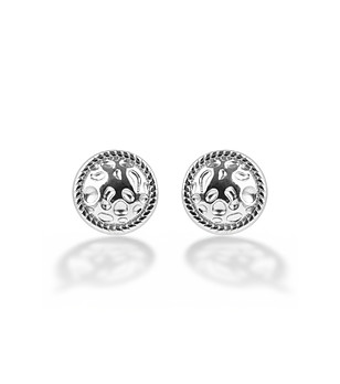 Кръгли дамски обеци с покритие от бяло злато снимка