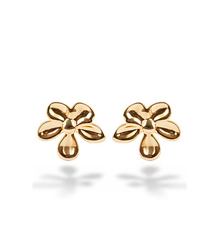 Позлатени дамски обеци цветя снимка