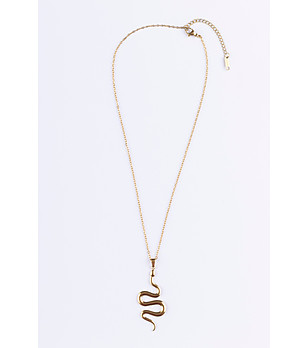 Позлатено дамско колие с висулка змия снимка