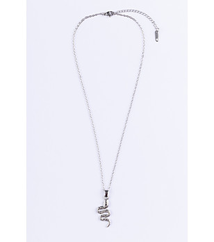 Дамско колие с покритие от бяло злато и висулка змия снимка