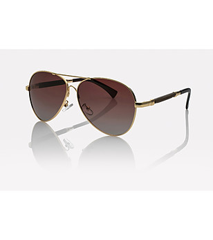 Златисти слънчеви очила авиатор с кафяви лещи снимка