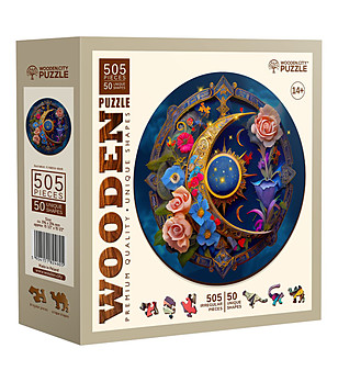 Дървен пъзел 505 части - Луна и цветя снимка