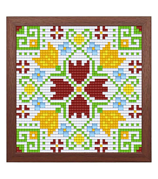 Мозайка с пиксели - Българска шевица, 48x48 пиксела, с рамка - Елбетица снимка