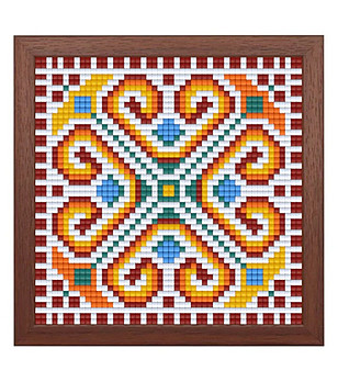 Мозайка с пиксели - Българска шевица, 48x48 пиксела, с рамка - Мотив 2 снимка