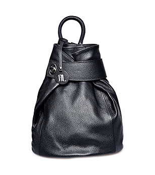 Кожена дамска черна раница с нестандартен дизайн Tola снимка