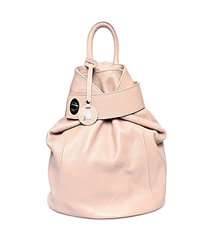 Дамска раница от естествена кожа в цвят пудра Abra снимка