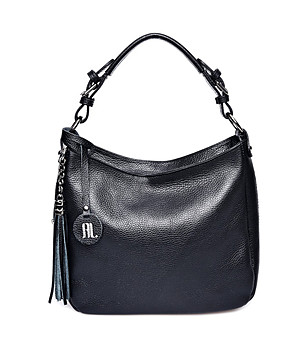 Черна дамска чанта от естествена кожа Irmina снимка