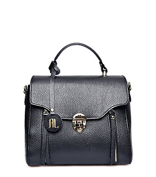 Черна дамска чанта от естествена кожа Mandy снимка