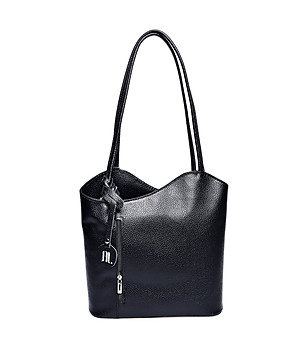 Дамска кожена чанта-раница в черно Scarlet снимка