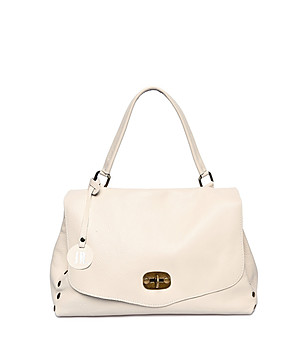 Дамска чанта от естествена кожа в екрю Lidia снимка