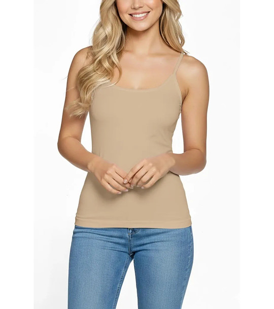 Светлобежов дамски топ с тънки презрамки Macadi снимка