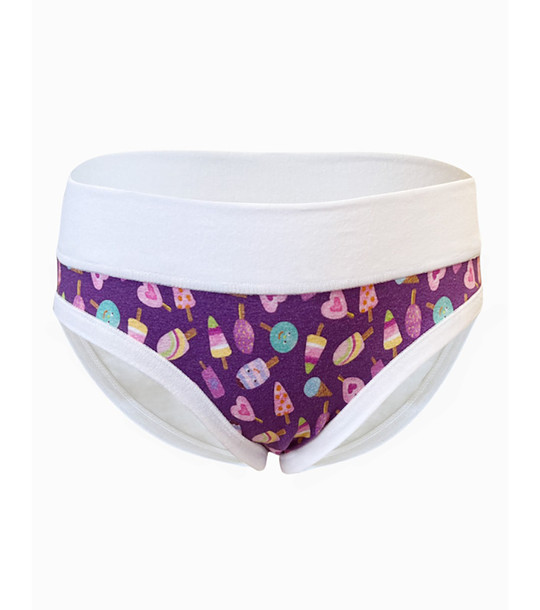 Детски памучни бикини в бяло и лилаво снимка