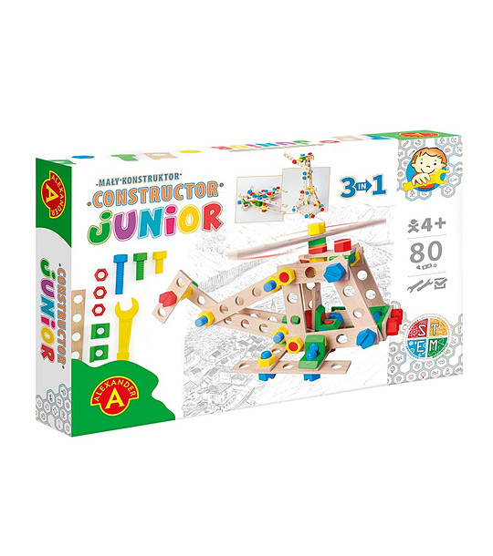 Дървен конструктор 80 части 3 в 1 - Хеликоптер снимка