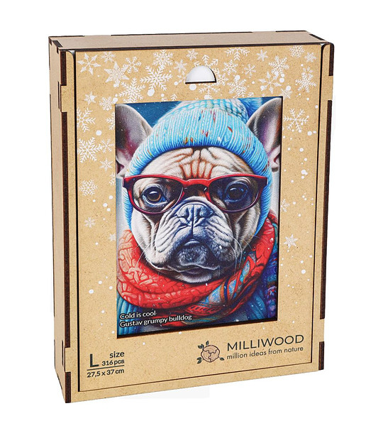 Дървен пъзел 316 части - Булдогът Густав снимка