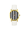 Дамски часовник в бяло, черно и златисто на райе-1 снимка