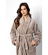 Бежов дамски мек халат One And Only -3 снимка