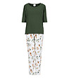 Памучна пижама в зелено с принт Jadore-4 снимка