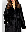Черен дамски халат с плюшен ефект Kitty-2 снимка
