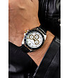Мъжки часовник в сребристо и черно с безел-1 снимка