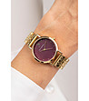Дамски златист часовник с циферблат в бордо-1 снимка