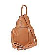 Дамска раница от естествена кожа в цвят коняк Abra-2 снимка