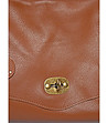 Кожена дамска чанта в цвят коняк Polet-3 снимка