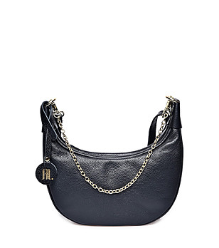 Черна дамска чанта от естествена кожа Flavia снимка