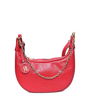 Дамска кожена чанта в червено Sani снимка