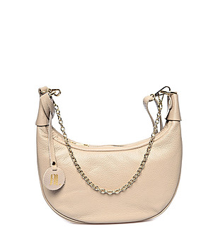 Бежова дамска чанта от естествена кожа Flavia снимка