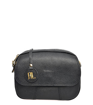 Малка черна дамска кожена чанта през рамо Almeria снимка