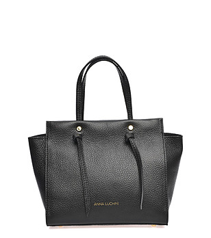 Дамска кожена чанта в черен цвят Sandrin снимка