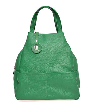 Дамска кожена раница в зелен нюанс Silia снимка