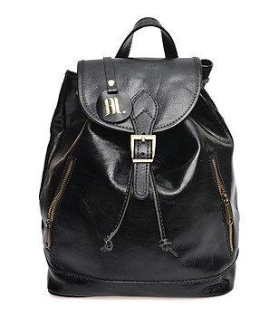 Черна дамска раница от естествена кожа Nikala снимка