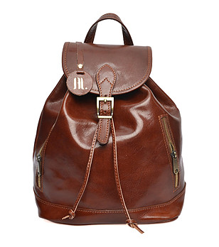 Кафява дамска раница от естествена кожа Nikala снимка