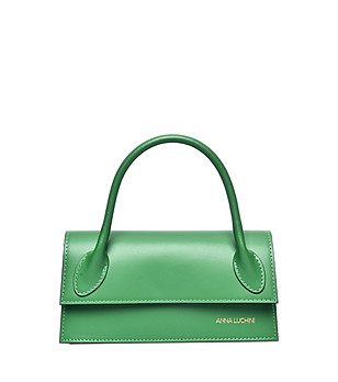 Малка зелена дамска чанта от естествена кожа снимка