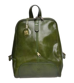 Тъмнозелено дамска кожена раница Livena снимка