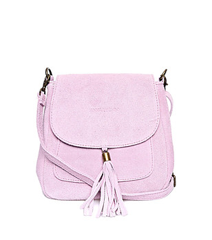 Розова дамска велурена чанта  снимка