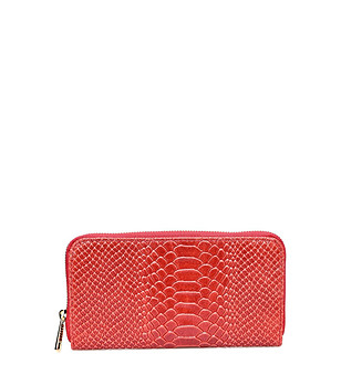 Червен дамски портфейл с кроко релеф Tinta снимка