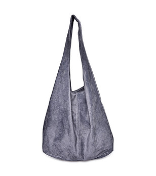 Сива дамска чанта от естествена кожа Livia снимка