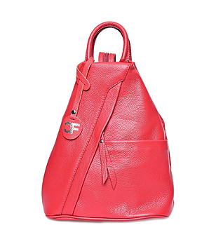 Червена дамска раница от естествена кожа Julie снимка