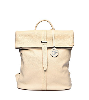 Кожен дамска раница в бежов нюанс снимка