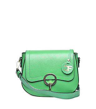 Малка зелена кожена чанта за рамо Jillian снимка