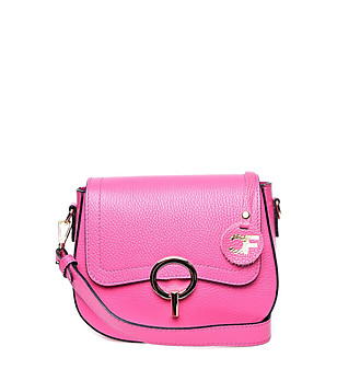 Малка розова кожена чанта за рамо Jillian снимка