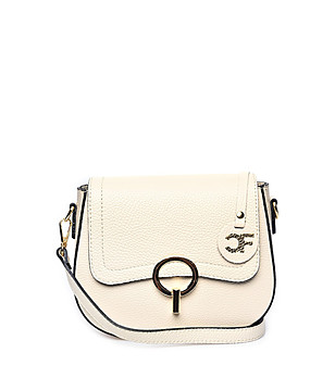 Малка светлобежова кожена чанта за рамо Jillian снимка