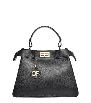 Черна дамска трапецовидна чанта от естествена кожа Denia снимка