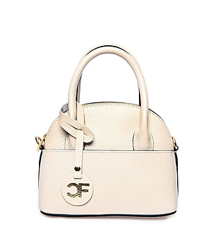 Малка светлобежова дамска кожена чанта Jillian снимка