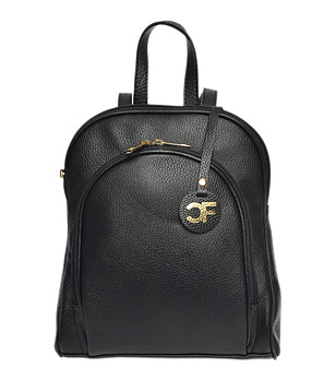 Дамска кожена раница в черен цвят снимка